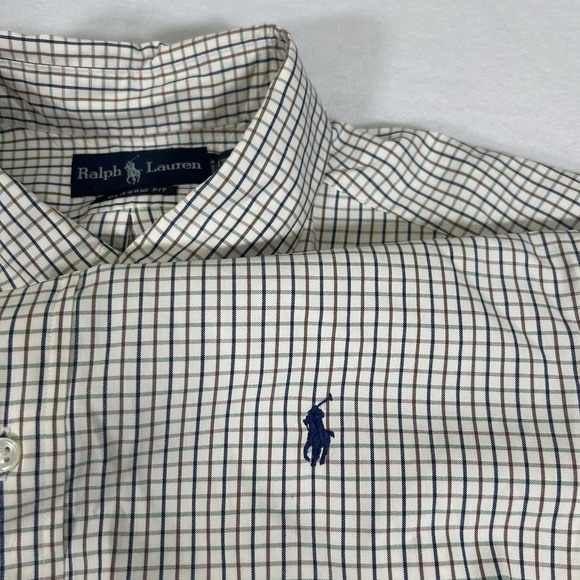 Polo Ralph Lauren Men's XL Beige Blue Check Long Sleeve Button Down Shirt - Picture 1 of 7